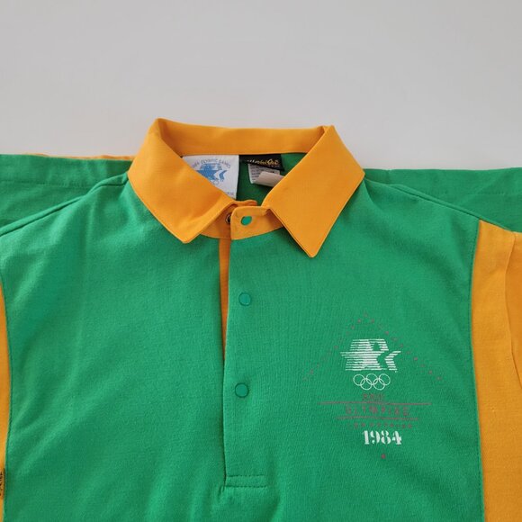 Vintage Levis 1984 Olympic Games Staff Polo Size Medium Green Yellow EUC - Picture 10 of 10